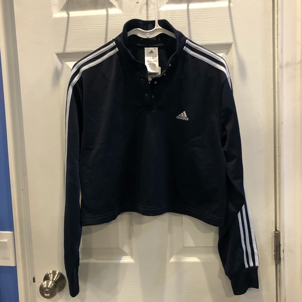 Adidas Navy Blue Cropped Sweatshirt Women’s Medium NWT
